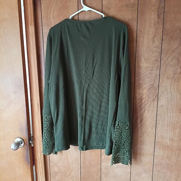 plus size womens green long sleeve lacy pullover top size 4X - Picture 5 of 5